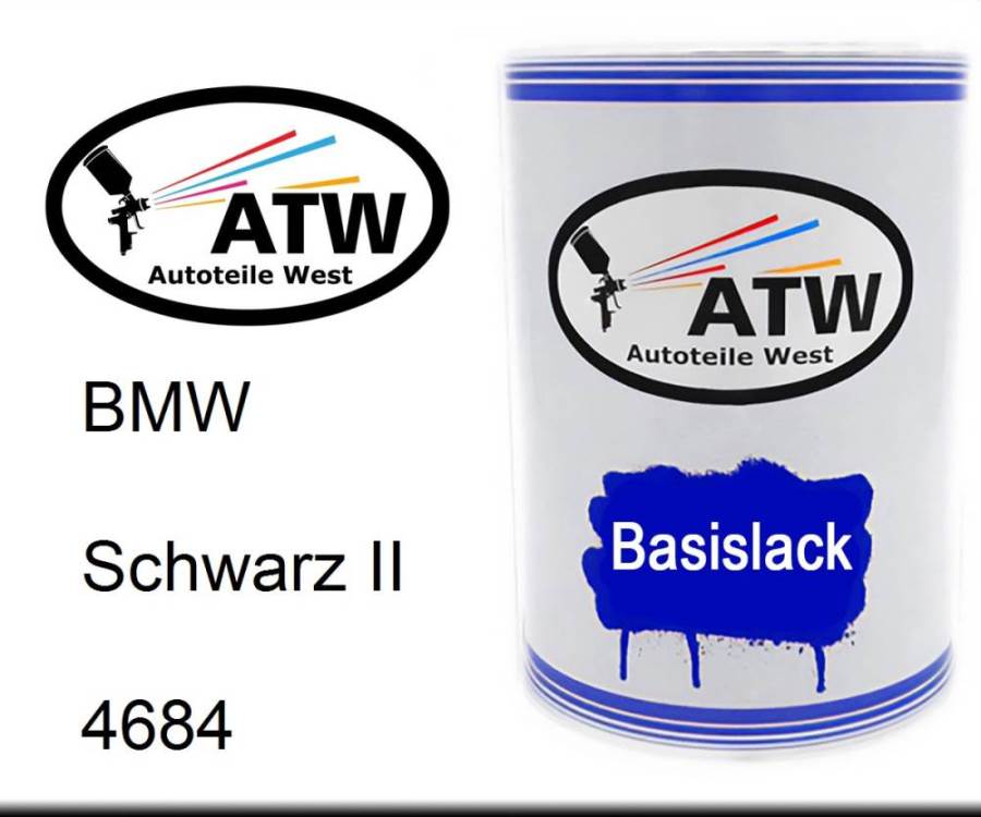 BMW, Schwarz II, 4684: 500ml Lackdose, von ATW Autoteile West.